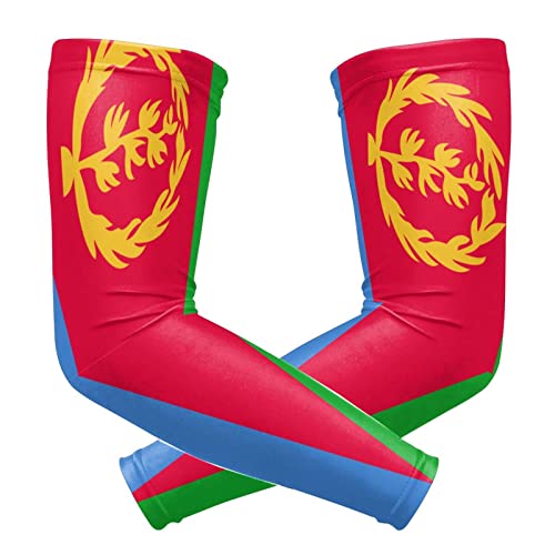 ZGXJJPP Flag Of Eritrea Arm Sleeves for Men or Women Compression Cooling Ice Silk UV Sun Protection Arm Sleeves Sports Protection Tattoo Cover Sleeves