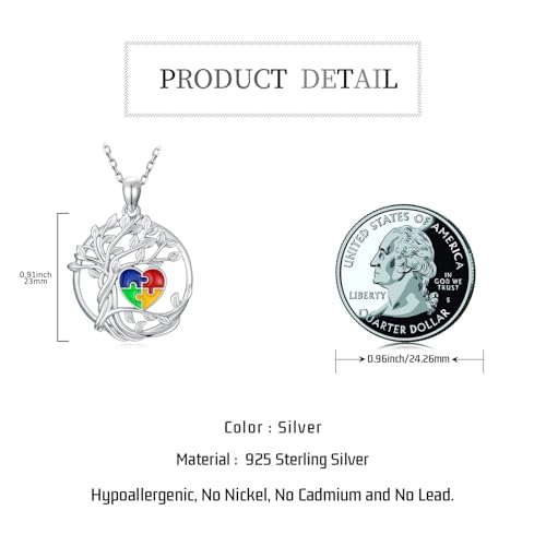 Autism Awareness Necklace Gifts for Women 925 Sterling Silver Puzzle Piece Colorful Pendant Autism Mom Jewelry Inspirational Gift for Autistic4
