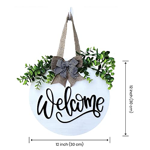 Spring Welcome Sign For Front Door Decor- Front Porch Decor_ Farmhouse welcome wreaths for front door sign - 12 x 12 inch welcome home decorations - Rustic Farmhouse home decor- wooden welcome sign