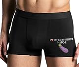 Knaughty Knickers I Love My Boyfriend's Huge Eggplant Penis Cock Dick Funny Black Mens Boxer Brief Adult Fun Design