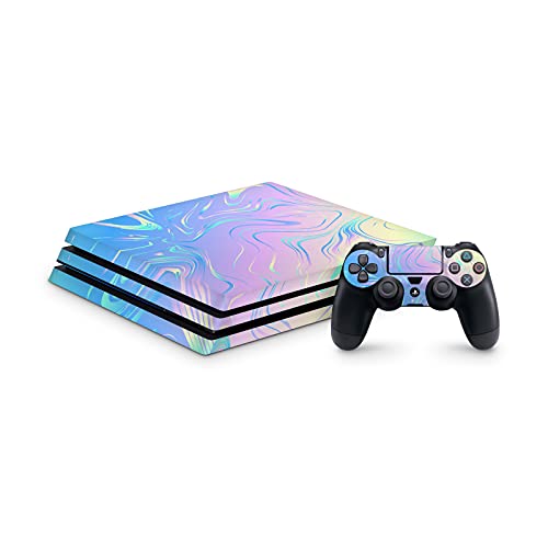 PS4 Pro Skin for Console and Controllers by ZOOMHITSKINS, Same Decal Quality for Cars, Pink Blue Pastel Magic Unicorn Water Flow, High Quality, Durable, Bubble-free, Goo-free, Made in the USA
