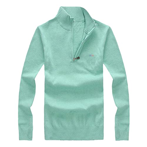 Pull en tricot pour homme Kelsiop col camionneur zippé en coton vert taille M