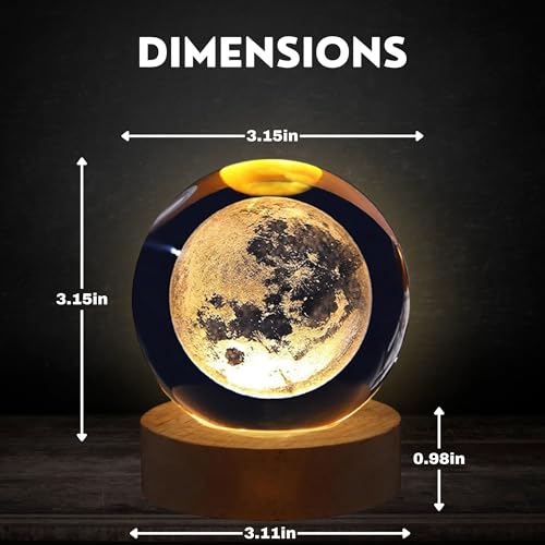 Image of 2 Pcs 3D Saturn & Moon Crystal Ball Lamp with Wooden Base, USB Powered RGB Crystal Night Light, Celestial Planets Edition, Perfect for Creating a Dreamy Atmosphere.