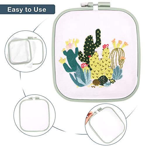 Aoibrloy 5 Sizes Square Embroidery Hoop with 16 Pieces Needle, ABS Plastic Multicolor Cross Stitch Hoop for Cross Stitch, DIY Embroidery Project, 2.8 Inch-9.8 Inch - Thumbnail 4