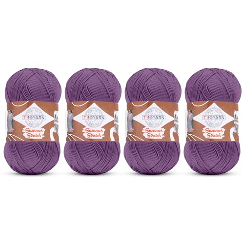 Troyarn Summer Stretch Acrylic Yarn, 4 Skeins, Lilac