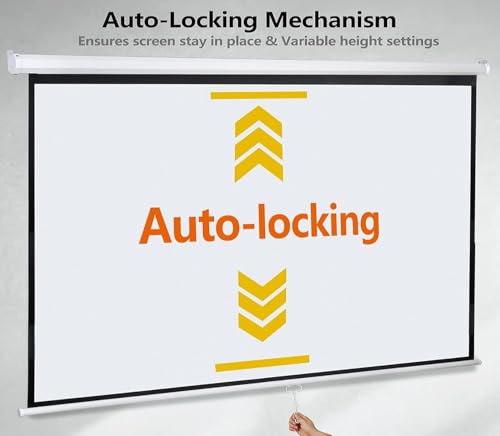 Image of BIG VUE Manual Pull Down Projector Screen, High Gain White Fabric Insta Lock - Auto Lock Projection Screen for Classroom, Home Theatre or Office (84 Inch, 4:3 Aspect Ratio)