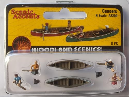 Woodland Scenics - Woodland Scenics WA2200 Canoë Deux Canoës Quatre Figurines Piste N 1:160 Canoers A2200