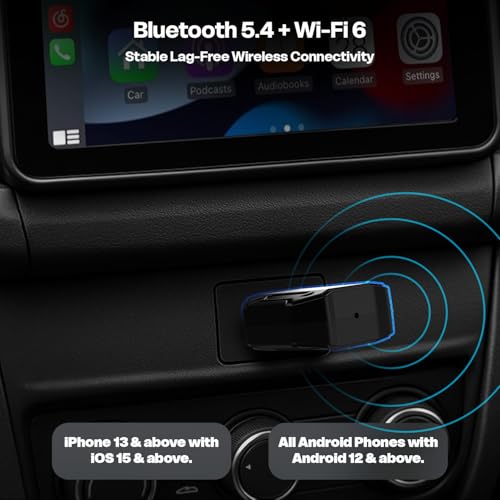 Image of Amkette Drive S1 2 in 1 Wireless CarPlay & Android Auto Adapter | WiFi 6 Low-Latency | Bluetooth 5.4 Fast Pairing | Converts Wired to Wireless | USB-A & USB-C | Supports OEM Steering Controls
