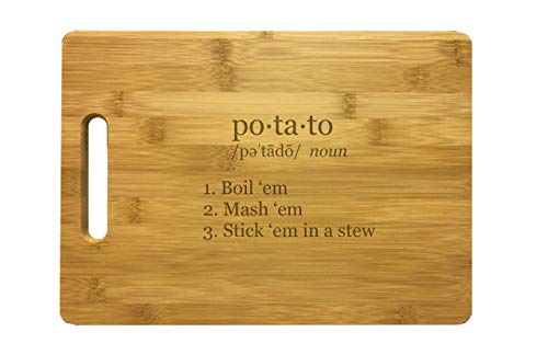 Tabla de cortar rectangular de bambú con grabado de definición de papa