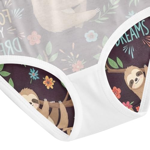 Cute Sloths Brown Girls Underwear, Toddler Panties, Cotton Underwear Girls, 2–8 Years4