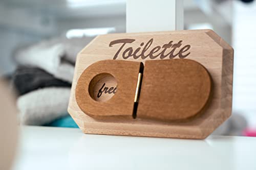 Spruchreif | WC Schild aus Holz | Toilettenschild mit WC-Deckel zum Umklappen | Türschild WC | Toilettenschild Damen und Herren | Türschild Gäste WC | lustige Geschenkidee