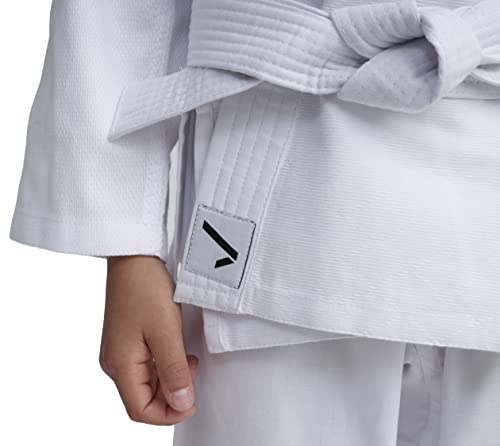 IPPONGEAR Beginner 2 Kinder Judoanzug Kampfsport Anzug inkl Gürtel (Ausrüster der deutschen Nationalmannschaft, Gummizug & Schnürbund an der Hose, 190gr/m² Stoffdichte) weiß