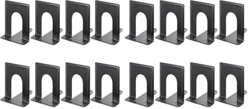 Image of MaxGear 8.5 in Extra Large Heavy Duty Book Ends, Black Metal Bookends (Pack of 2)