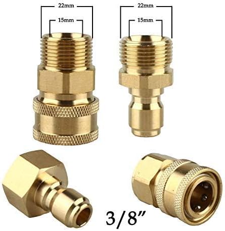MIZORLIE Pressure Washer Adapter Set,M22-15mm Male Thread Fitting, 3/8 Quick Connect kit,5000 PSI