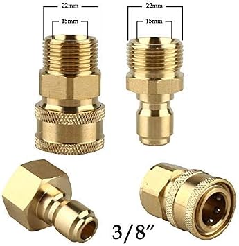 MIZORLIE Pressure Washer Adapter Set,M22-15mm Male Thread Fitting, 3/8 Quick Connect kit,5000 PSI