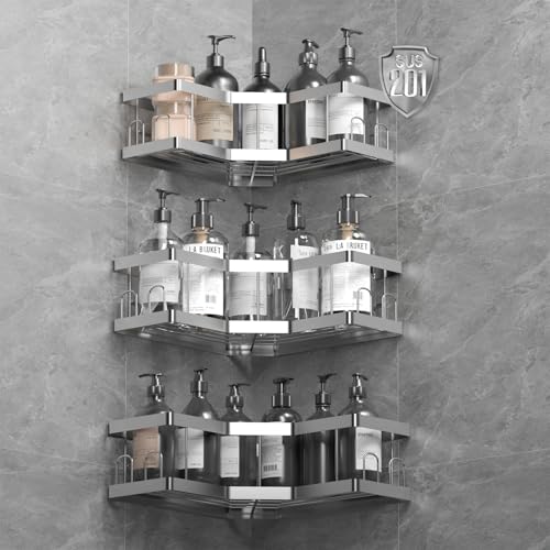 AceMining Duschablage Ohne Bohren, 3 Pcs Silber Duschregal, 201 Edelstahl...