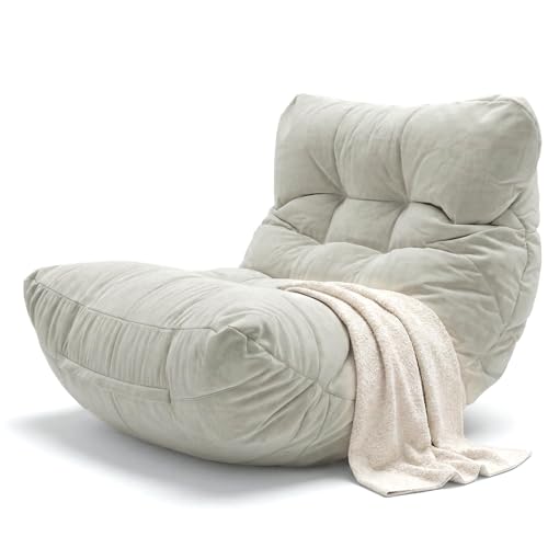 Aiire Puff Exterior Jardín Moderno - Sillón Puf con Relleno Incluido XXL de Diseño Terraza o Piscina - Outdoor Bean Bag Beige