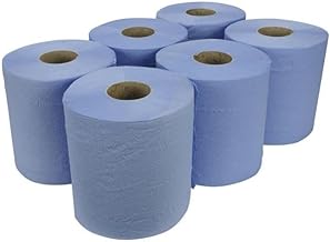 6 X Centrefeed Blue Rolls | 2 Ply Embossed Paper Towels | Strong & Absorbent | 6-Pack | Sustainable & UK Supplier | Perfect for Commercial & Kitchen Use Cleaning Toilet