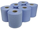 6 X Centrefeed Blue Rolls | 2 Ply Embossed Paper Towels | Strong & Absorbent | 6-Pack | Sustainable & UK Supplier | Perfect for Commercial & Kitchen Use Cleaning Toilet