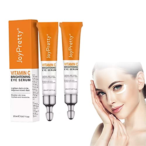 20Ml/0.67Fl.oz Joy Pretty Vitamin C Brightening Eye Serum, Joy Pretty Eye Serum, Joypretty Vitamin C Serum, For Dark Circles Puffiness Under Eye Bags Fine Line Crow's Feet Remove (2Pcs) #TOP7