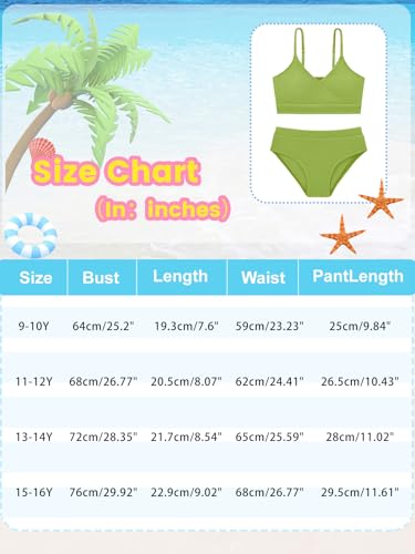 Image of Girl's 2 Piece Swimsuit Solid Spaghetti Strap Bikini Sets Beach Bathing Suit Swimwear for Teen Girls