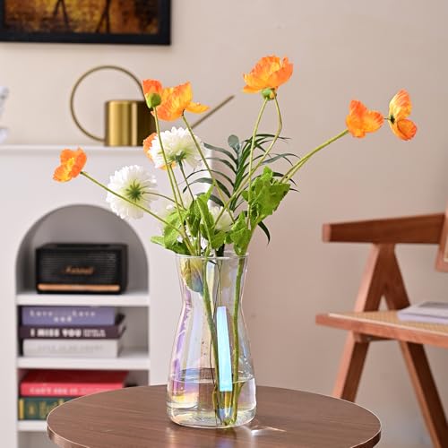 image for Nisoger 8 inch Iridescent Glass Flower Vases for Centerpiece Table Hom