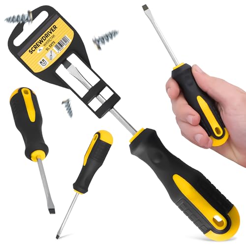 Tournevis Plat SL 5x75 mm Tournevis Magnétique en Acier Chromé-Vanadium Tête Plate Fente Universel Solide Résistant Professionnel Précis avec Poignée Antidérapante