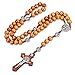Collar de Rosario de Madera de Olivo Rosario Católico Rosario de Cuenta de Madera de Cruz Hecho a Mano Collar de Cuenta de Cruz de Cadena de Madera de Olivo con Bolsa de Franela para Mujer