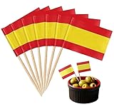 Durabol Palillos de Tapas con Bandera, Etiquetas Pequeñas para Magdalenas Decorar Tartas Bocadillos Cumpleaños Boda Fiesta de Bienvenida 3.5 * 2.5cm (ESPAÑA SIN Escudo 25pcs)