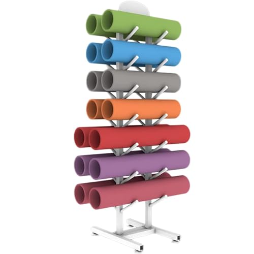 Organiseur tapis de yoga sur pied pour un coin gym à la maison épuré et bien ordonné