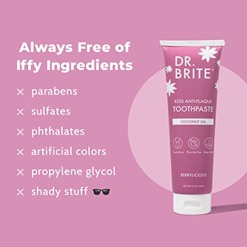 Dr. Brite Natural Kids Antiplaque Toothpaste, Fluoride Free Sulfate Free Doctor Formulated Plant-Based Ingredients - Berry, 5 Oz Pack Of 1 #TOP2