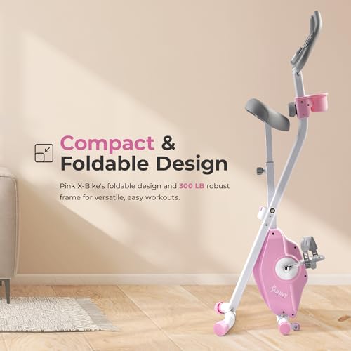 Sunny Health & Fitness Pink Smart Foldable X-Bike for Homy Gym - image 5