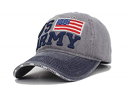 Image of Denim Us Army Flag Style Cotton Embroidered Adjustable Baseball Cap for Adult Men Women Unisex