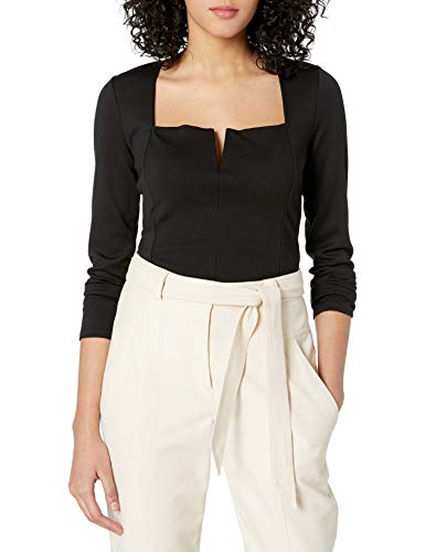 BCBGMAXAZRIA Women's Square Neck Bodysuit, Black, X-Small