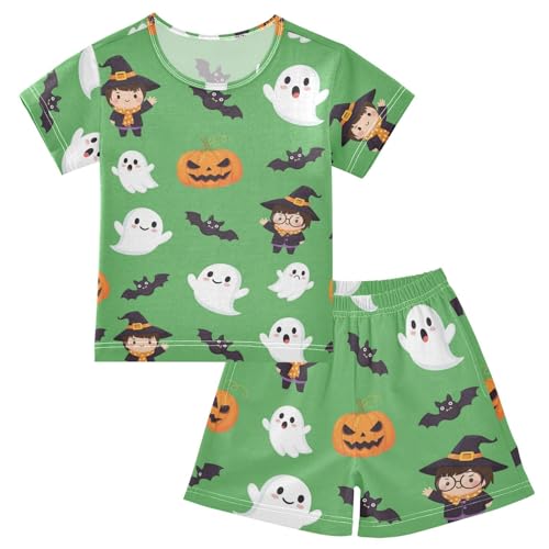 Pajama Short Sets Halloween Themed Cute Characters Soft Cotton Summer Sleepwear 2 Piece PJS Size 5-14T