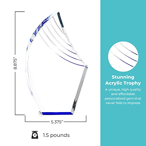 Baudville Blue Reflection Acrylic Award - Peak - Personalized Engraving Up to Three Lines and Pre-Written Verse Selection - Employee Appreciation Gift Award - Thumbnail 5