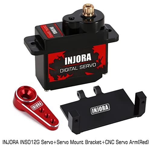 Injora Rc Servo 12G Digital Servo With Metal Mount And 15T Arm For Ax24 Axial Scx24 Car Model Upgrade Parts(Red) #TOP1