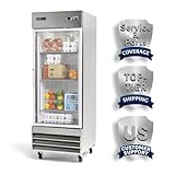 PEAKCOLD Single Glass Door Commercial Refrigerator, 23 Cu. Ft, 29' W Stainless Steel Reach-In Upright Refrigerator, Adjustable Shelves, Auto Defrost, Digital Thermostat, Freestanding Industrial Fridge