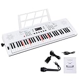 Carina 電子キーボード 61鍵盤 光る鍵盤 電子ピアノ 2WAY給電 持ち運び 軽量 日本語説明書 初心者 初心者向け（2カラー） (ホワイト／白)