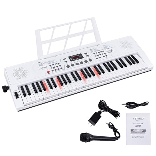 Amazon | Carina 電子キーボード 61鍵盤 光る鍵盤 電子ピアノ 2WAY給電