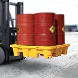 Spill Containment Platform, 1/2/4 Drums Modular Pallet with Drain Outlet, Leakproof Tray for Garage, Kitchen, Basement and Industrial Storage(130x68x15cm)