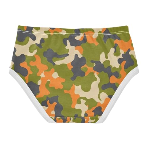 Toddler Briefs, Camouflage Olive Green Girls Cotton Underwear, 2–8 Years2