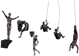 Olpchee 6Pcs Industrial Style Retro Resin Climbing Man Wall Sculpture Creative Hanging Figurine