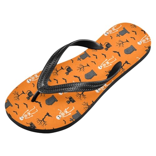 Burbuja Halloween Skeleton Flip Flops for Women Men, Soft Thong Sandals Rubber Slippers for Pool Beach Essentials2