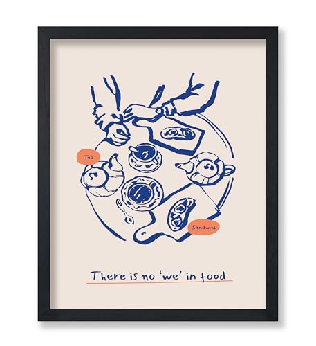 Poster Master There Is No We In Food Poster - Retro Tea and Sandwich Print - Tea Art - Sketch Illustration - Food & Drink Artwork - Pastry Design - Kitchen or Tea House Decor - 11x14 UNFRAMED