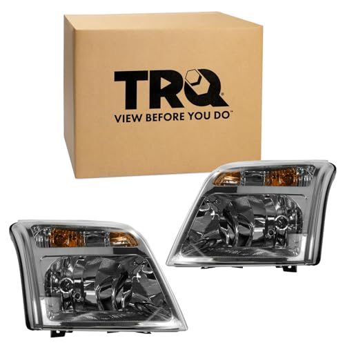 Image of TRQ Driver & Passenger Side Halogen Headlight Assembly for 2010-2013 Ford Transit Connect | 2 Piece Set