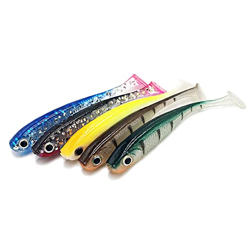 Bexu Soft Plastic Fishing Lure - Paddle Tail Swimbaits - Bait Shad Minnow Drop Shot Fishing Lures For Bass Trout Walleye Blue #TOP6