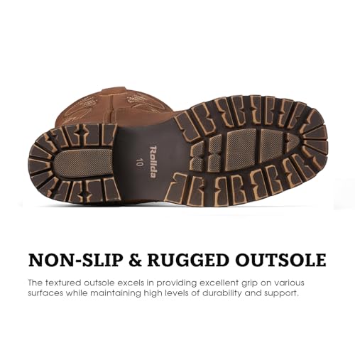 rollda cowboy boots for men western boots men39s square toe chunky heel mid-calf boots classic embroidered pull on boots