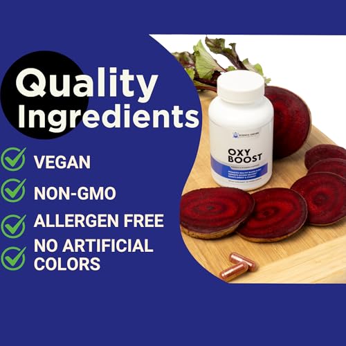 Image of Beet Root Supplement | Nitric Oxide for Energy, Circulation & Heart Health - Supports Stamina, Oxygen Flow & Brain Clarity | Vegan, Non-GMO | OxyBoost (60 Capsules)