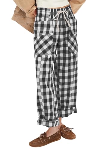 Image of Acelitt Women Checkered Pants with Pockets, S-XXL